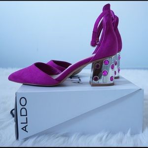 Pink Studded Low Pointy Heels